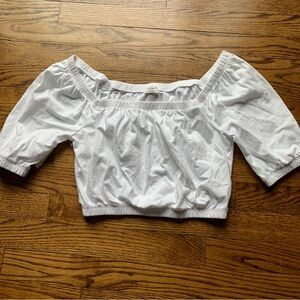 Aritzia Wilfred White Off-Shoulder Crop Top XXS